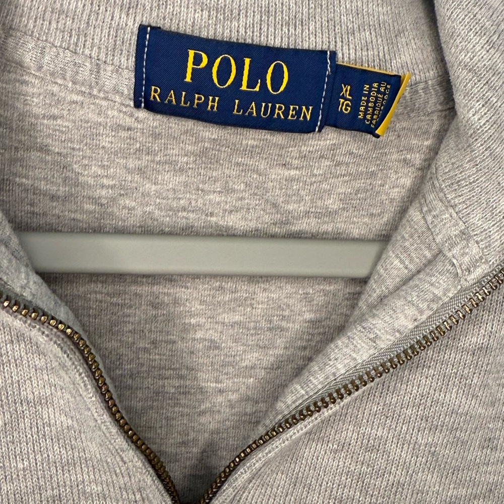 Polo Ralph Lauren Quarter Zip Pullover Men’s XL Gray Pony Logo Sweater - Picture 5 of 7